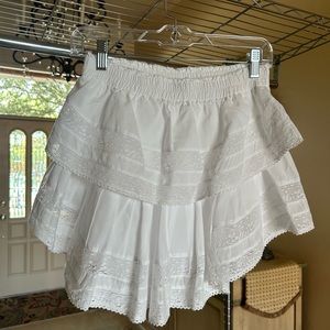 LoveShackFancy Ruffle Mini Skirt in Antique White